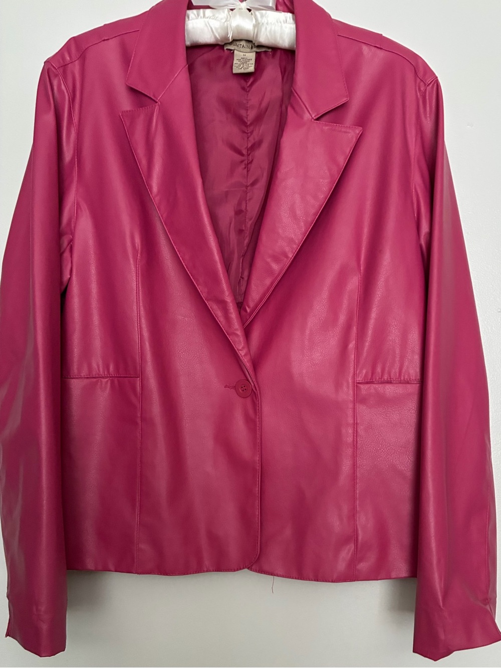 ***MAKE A STATEMENT*** Hot Pink Faux-Leather Blazer Jacket
